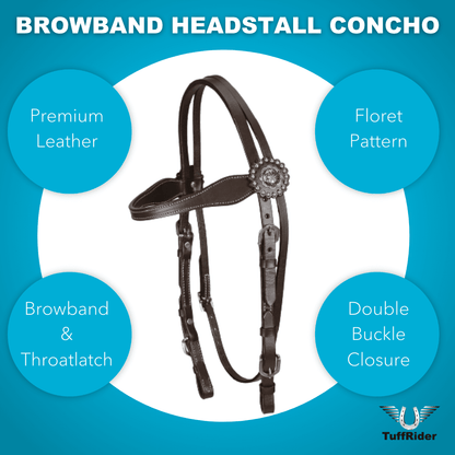 TuffRider Western Browband Headstall Concho With Buckle Bit Ends - Breeches.com