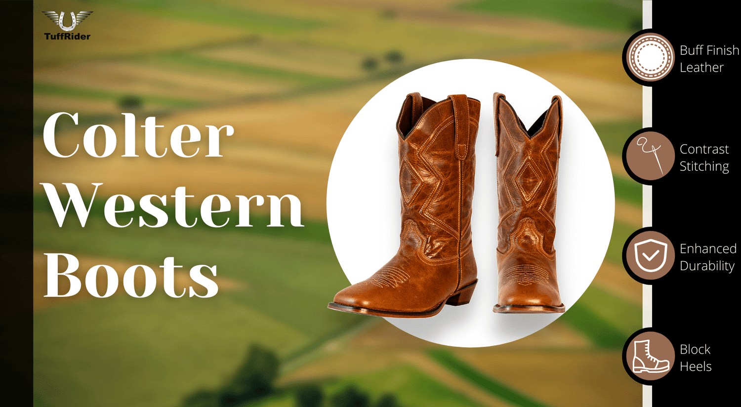 TuffRider Women Colter Embroidered Leather Square Toe Western Boots - Breeches.com