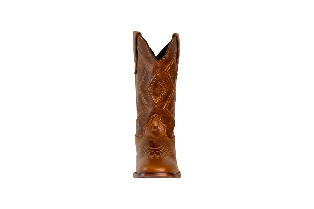 TuffRider Men's Lamar Wide Square Toe Western Boot- Brown- 12 With Free Assorted Striped Socks