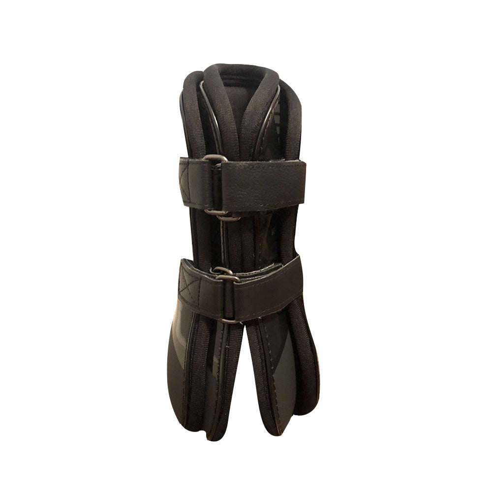 TuffRider Premium Engraved Boots w/ Leather Straps-2 Piece/Pair, Black, Full - Breeches.com