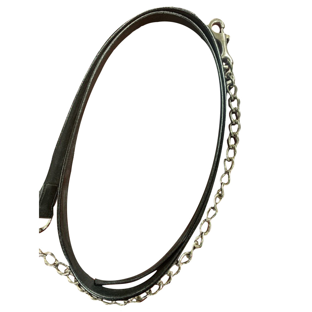 Henri de Rivel Pro Collection Leather Lead with 24&quot; Solid Silver Chain - Breeches.com