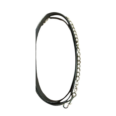 Henri de Rivel Pro Collection Leather Lead with 24" Solid Silver Chain - Breeches.com