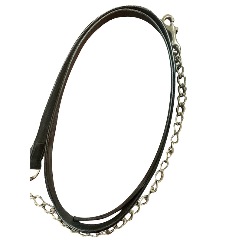Henri de Rivel Pro Collection Leather Lead with 24" Solid Silver Chain - Breeches.com