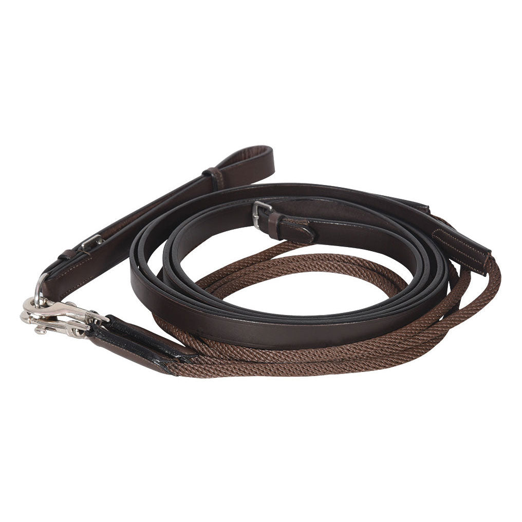 Henri de Rivel Advantage Draw Reins - Rounded Nylon / Leather Snap - Breeches.com