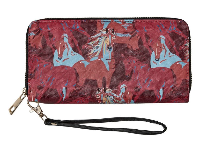 AWST Int'l Colorful Horses Clutch Wallet