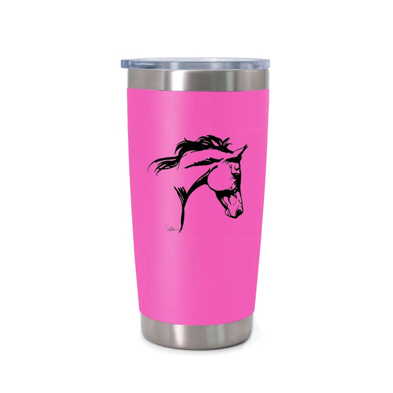 AWST Int'l 20 oz Stainless Steel Wine Tumbler w/ Slide Top Lila Horse Head