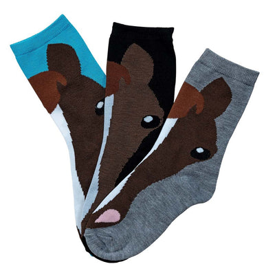 AWST Int'l Ladies'  Horse Face Crew Socks- 3-Pack - Breeches.com