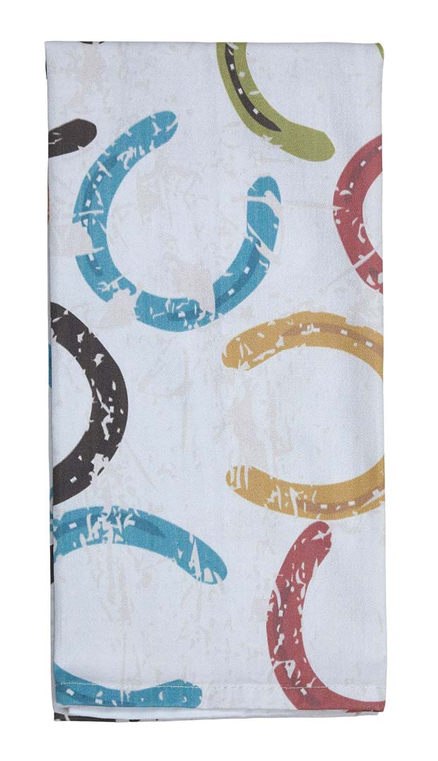 AWST Intl Horse Themed Kitchen Towels- Colorful Horseshoes - Breeches.com