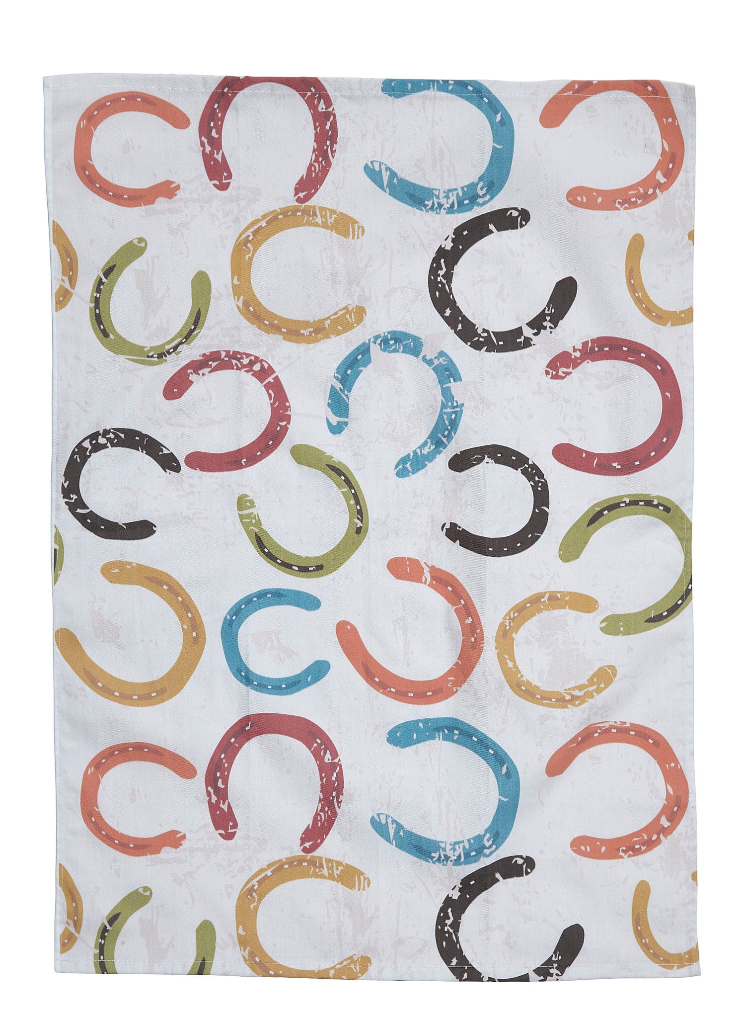 AWST Intl Horse Themed Kitchen Towels- Colorful Horseshoes - Breeches.com