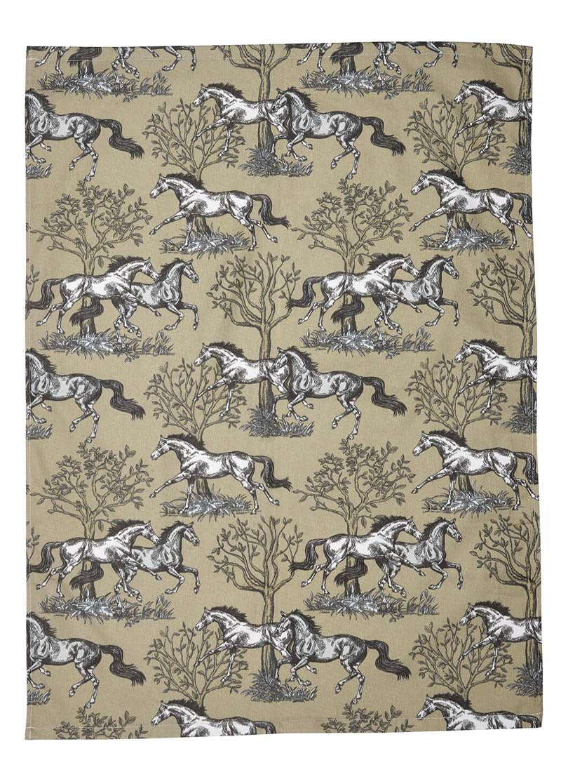 AWST Intl Horse Themed Kitchen Towels- Beige Toile