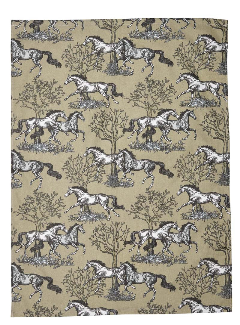 AWST Intl Horse Themed Kitchen Towels- Beige Toile - Breeches.com
