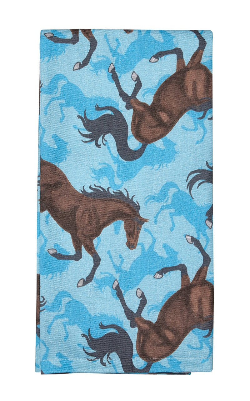 AWST Intl Horse Themed Kitchen Towels- Turquoise Bay