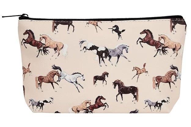 AWST Int'l "Lila" Horses All Over Medium Cosmetic Pouch - Breeches.com