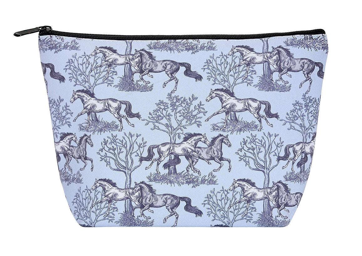 AWST Int'l "Lila" Blue Toile Large Cosmetic Pouch - Breeches.com