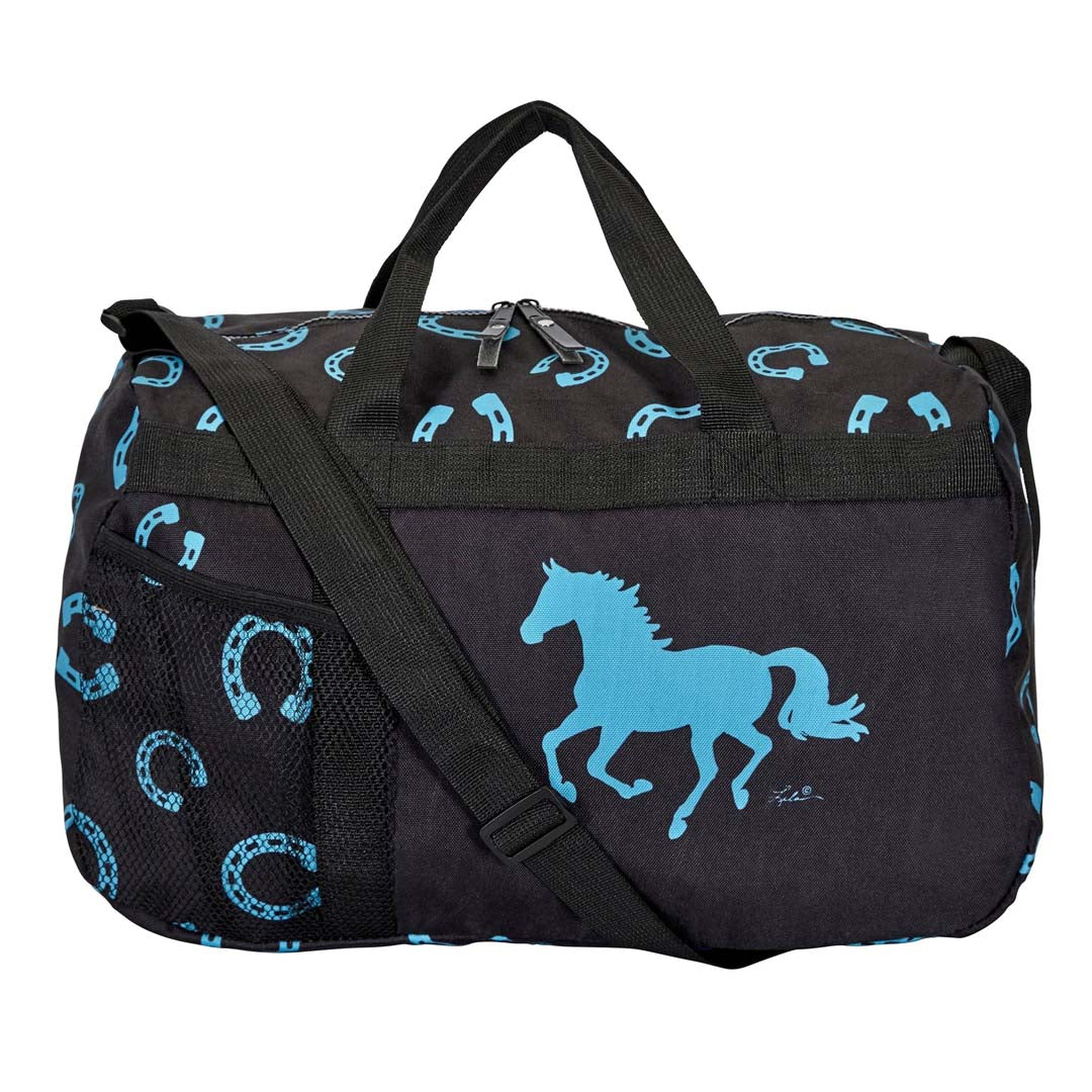 AWST Int “Lila” Travel Duffle Bag- Black/Turquoise Horseshoe - Breeches.com