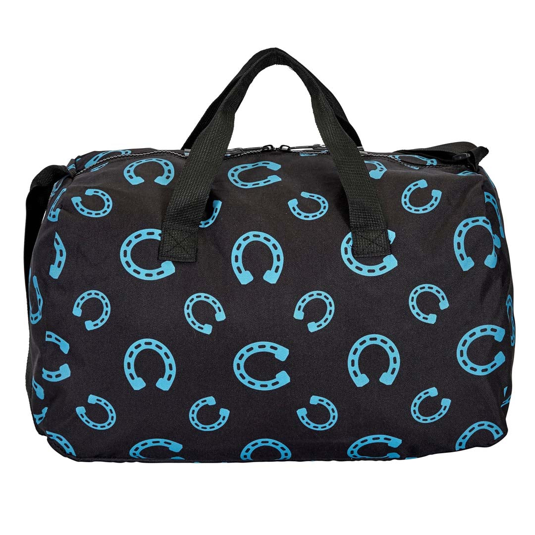AWST Int “Lila” Travel Duffle Bag- Black/Turquoise Horseshoe - Breeches.com