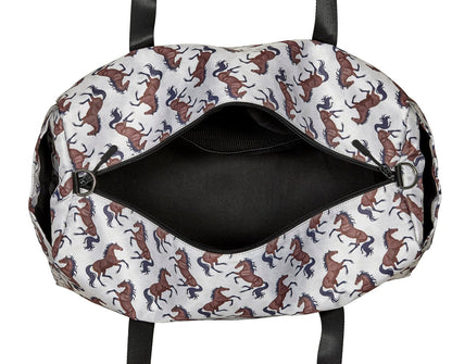 AWST Intl &quot;Lila&quot; Galloping Bay Horses Duffle Bag- Beige - Breeches.com