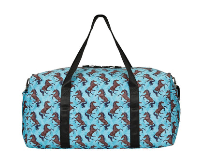 AWST Intl &quot;Lila&quot; Galloping Bay Horses Duffle Bag- Turquoise