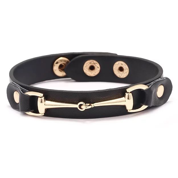 AWST Int'l Vegan Leather Bracelet w/Gold Tone Snaffle Bit - Breeches.com