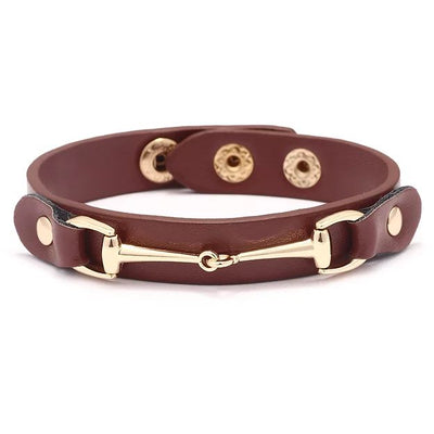 AWST Int'l Vegan Leather Bracelet w/Gold Tone Snaffle Bit - Breeches.com