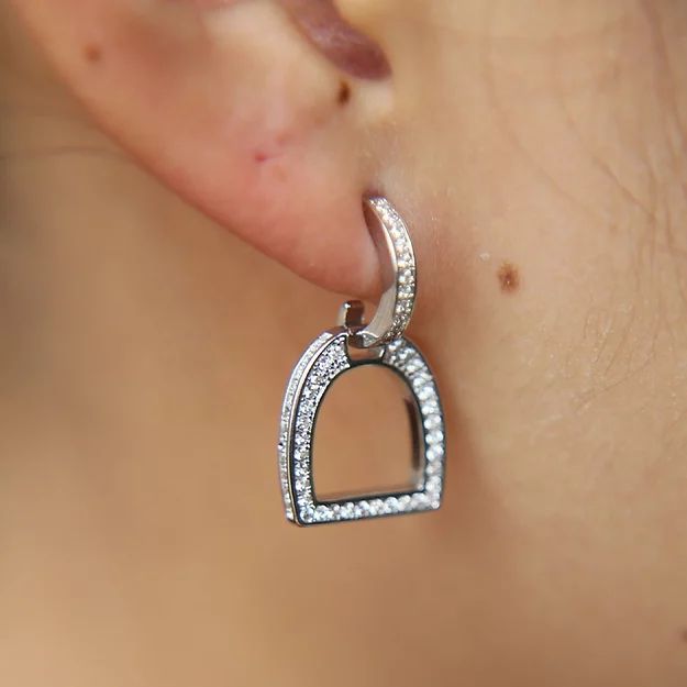 AWST Int'l Clear CZ English Stirrup Earrings - Breeches.com