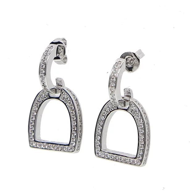 AWST Int'l Clear CZ English Stirrup Earrings - Breeches.com