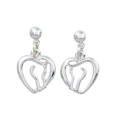 AWST Int'l Horse Head Heart Earrings w/Horse Head Gift Box - Breeches.com