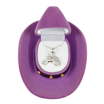 AWST Int'l Horse Head Pendant Necklace w/Cowboy Hat Gift Box - Breeches.com