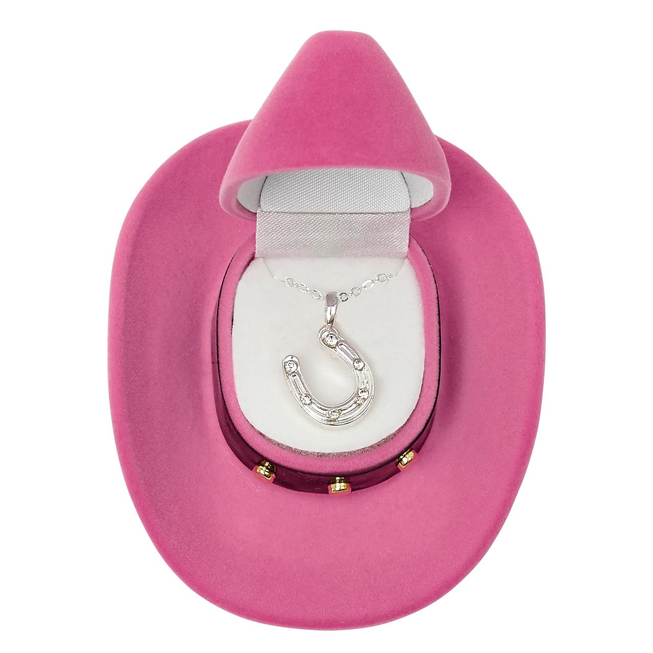 AWST Int'l Horseshoe Pendant Necklace w/Colorful Cowboy Hat Gift Box - Breeches.com