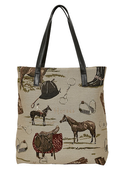 AWST Int'l Equestrian Tapestry Pattern Tote Bag w/ Snaffle Bit - Breeches.com
