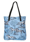 AWST Int'l "Lila" Blue Toile Pattern Tote Bag w/ Tassel - Breeches.com