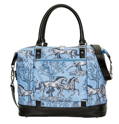 AWST Int'l "Lila" Blue Toile Pattern Travel Bag w/ Tassel - Breeches.com