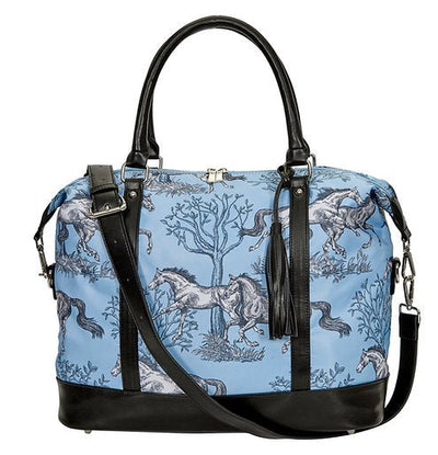 AWST Int'l "Lila" Blue Toile Pattern Travel Bag w/ Tassel - Breeches.com