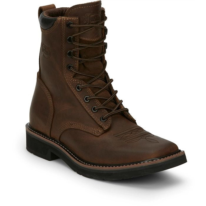 Justin Men's Pulley Lace-Up Work Boot w/ Steel Toe - Breeches.com