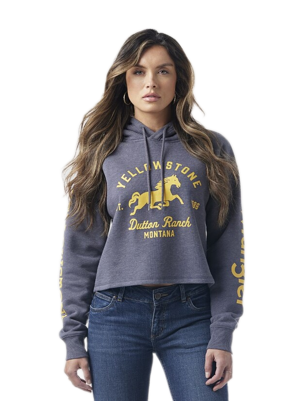 Yellowstone by Wrangler Ladies Dutton Ranch Cropped Sweatshirt - Breeches.com
