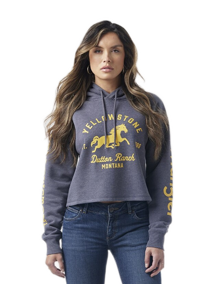 Yellowstone by Wrangler Ladies Dutton Ranch Cropped Sweatshirt - Breeches.com