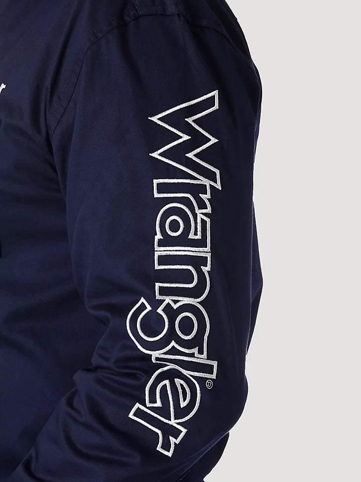 Wrangler® Logo Long Sleeve Shirt- Navy