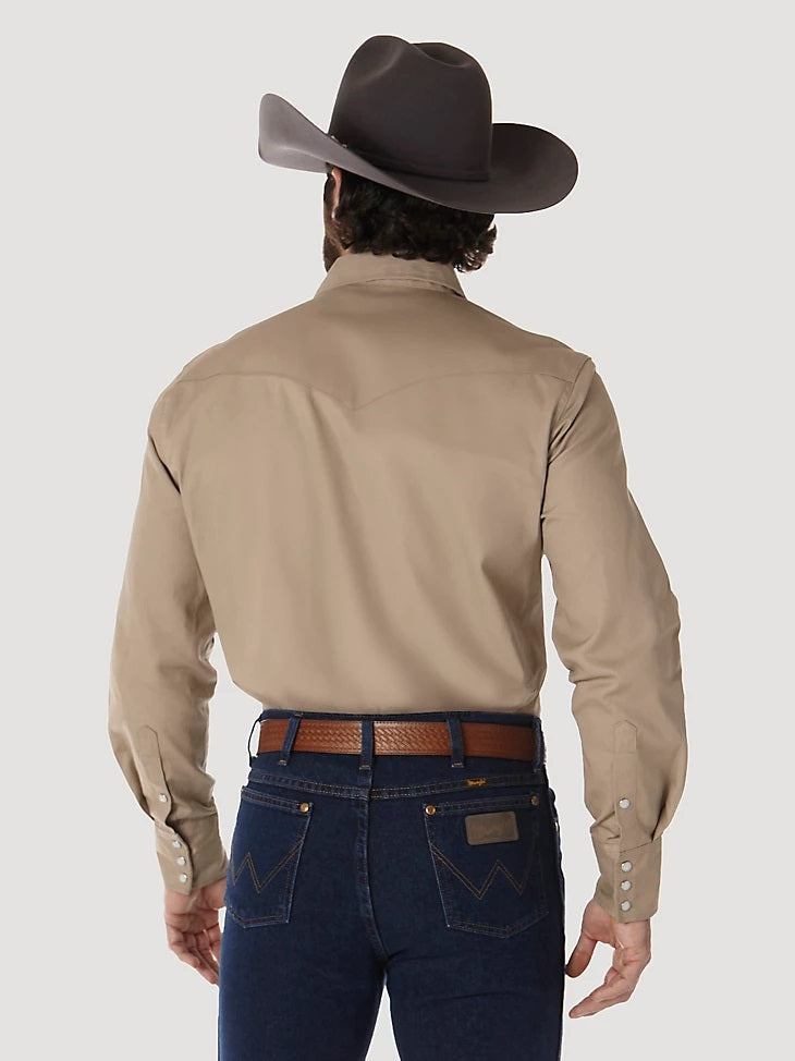 Wrangler Mens Authentic Cowboy Cut® Work Shirt- Khaki