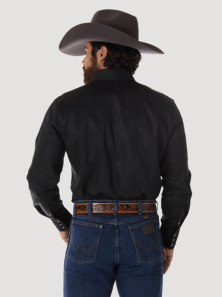 Wrangler Mens Authentic Cowboy Cut® Work Shirt- Black