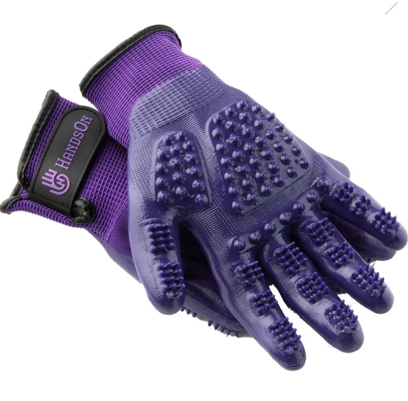 Hands on Grooming & Bathing Gloves- Purple- Junior - Breeches.com