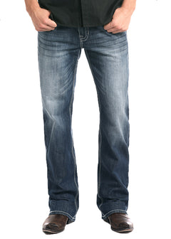 Rock & Roll Denim Men's Relaxed Fit Stretch Straight Bootcut Jeans - M
