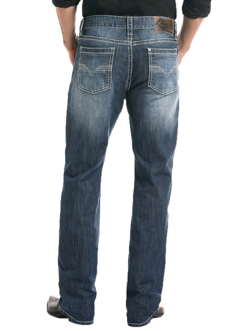 Rock & Roll Denim Ladies Mid Rise Extra Stretch Bootcut Riding Jeans- Dark Wash