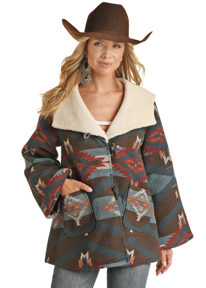 Panhandle Ladies Aztec Wool Cape Coat - Breeches.com