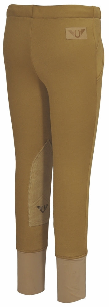 TuffRider Children's Unifleece Pull-On Stretch Fleece Knee Patch Winter Breeches_1