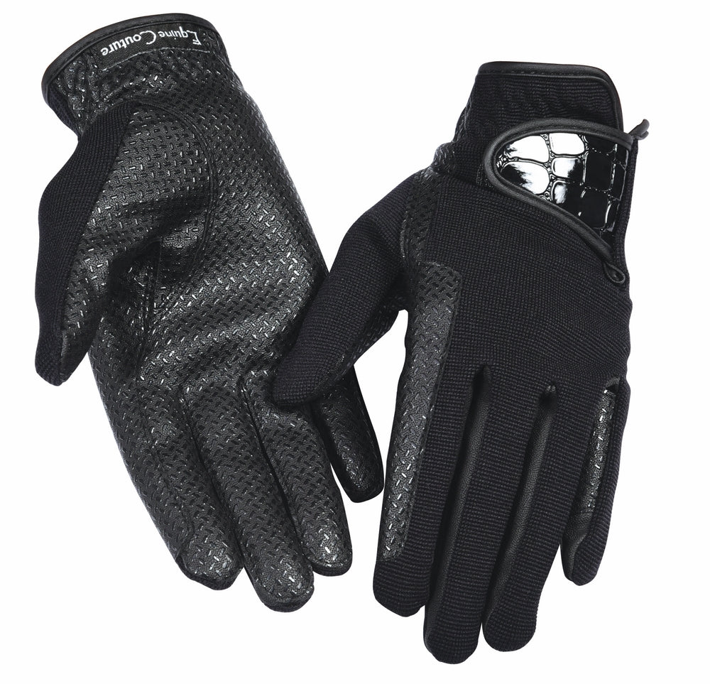 Equine Couture Ladies Grippy Riding Gloves w/ Alligator - Breeches.com