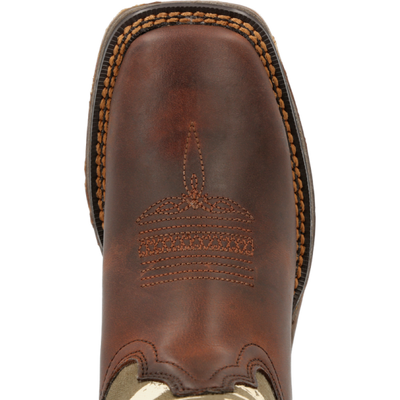 Durango® Lil' Rebel Pro™ Big Kid's Army Western Boot - Breeches.com