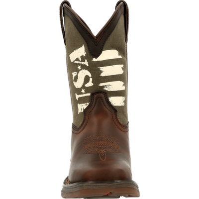 Durango® Lil' Rebel Pro™ Little Kid's Army Western Boot - Breeches.com