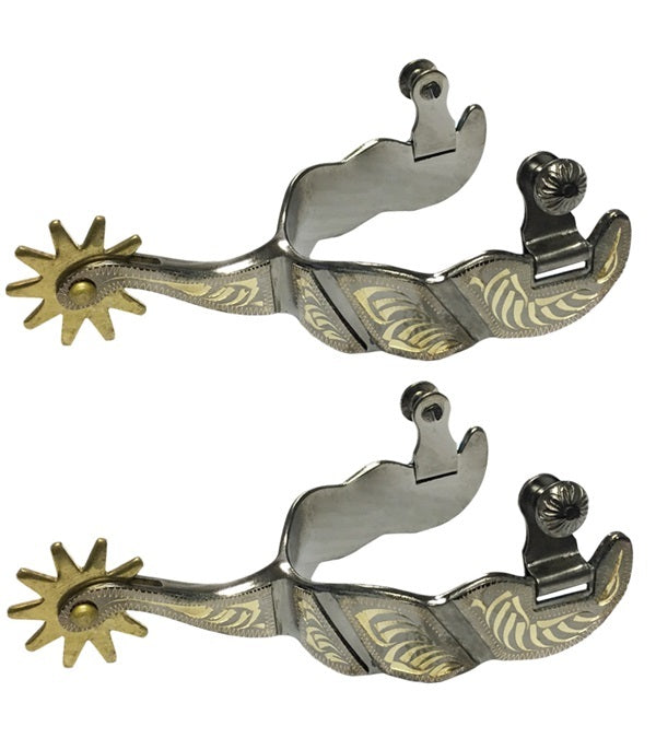 Jacks Midnight Blue Steel Silver Roping Spurs_696