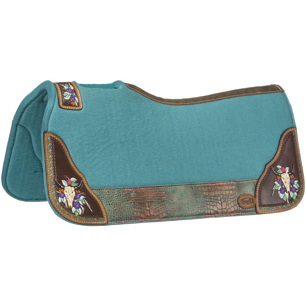 Hand Painted Steer Skull Saddle Pad - Breeches.com
