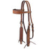 Tough-1 Leather Wide Brow Headstall w/ Barbed Wire Detail - Breeches.com